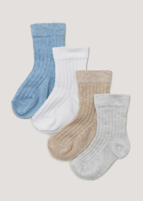 4 Pack Tonal Baby Socks (Newborn-12mths) - 0-3 months Image 1