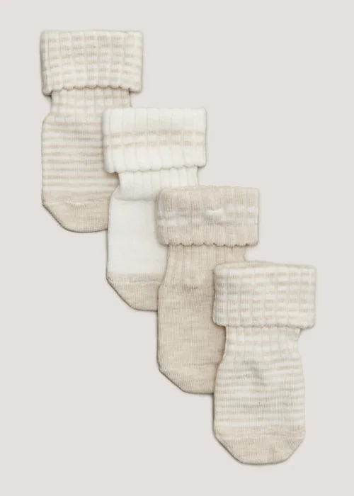 4 Pack Tonal Baby Socks (Newborn-12mths) - 0-3 months Image 1