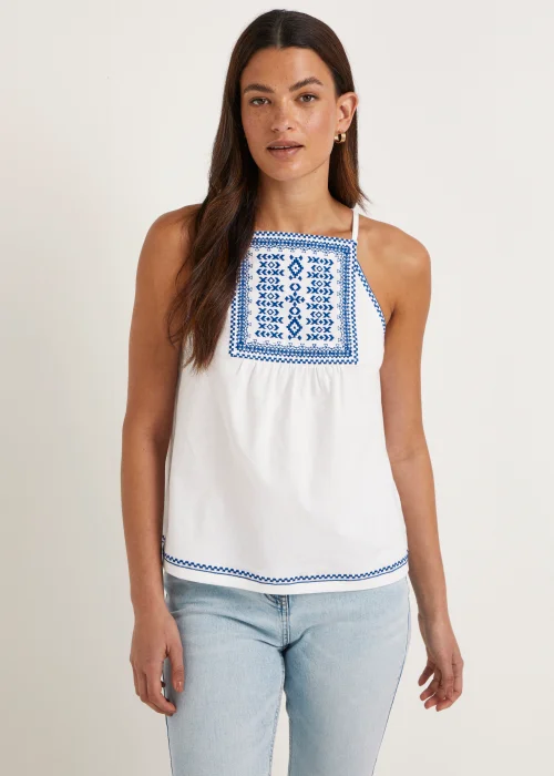 White Embroidered Cami Top - Size 8 Image 1