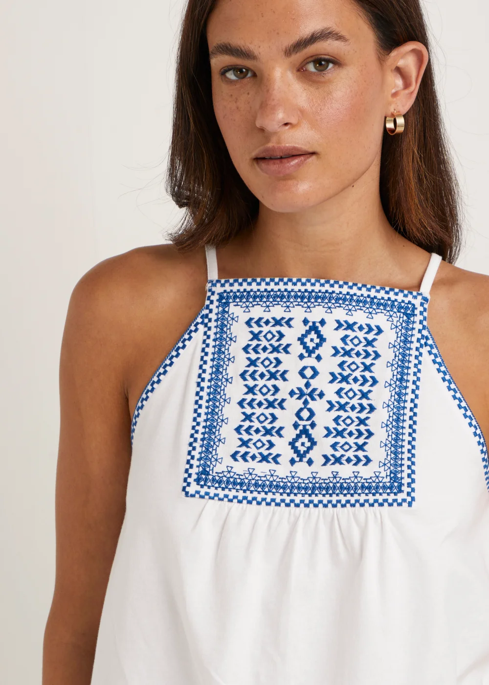 White Embroidered Cami Top - Size 8 Image 3