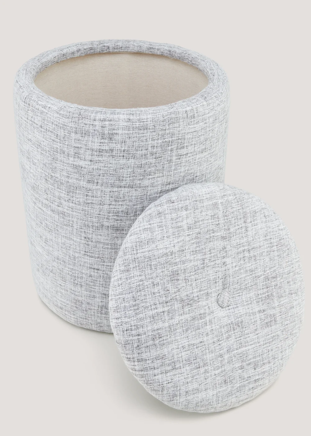 Grey Linen Storage Pouffe (45cm x 43cm x 40cm) Image 2
