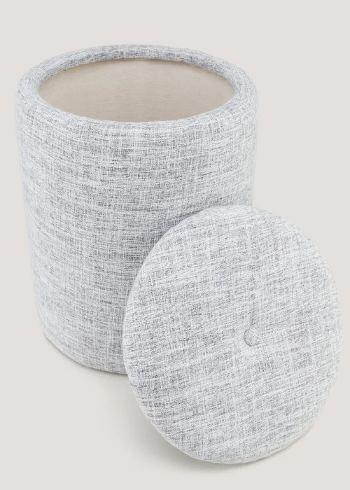 Grey Linen Storage Pouffe (45cm x 43cm x 40cm) Image 2