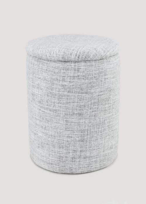 Grey Linen Storage Pouffe (45cm x 43cm x 40cm) Image 1