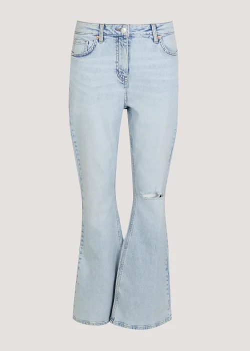 Papaya Petite Light Wash Bleached Skinny Flared Distressed Jeans - Size 6 Image 5
