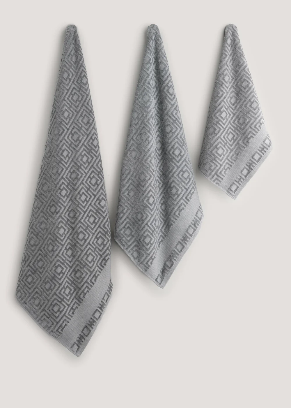 Grey Key Velour Towels (450gsm) - Hand Towel Image 1