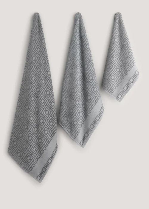 Grey Key Velour Towels (450gsm) - Hand Towel Image 1
