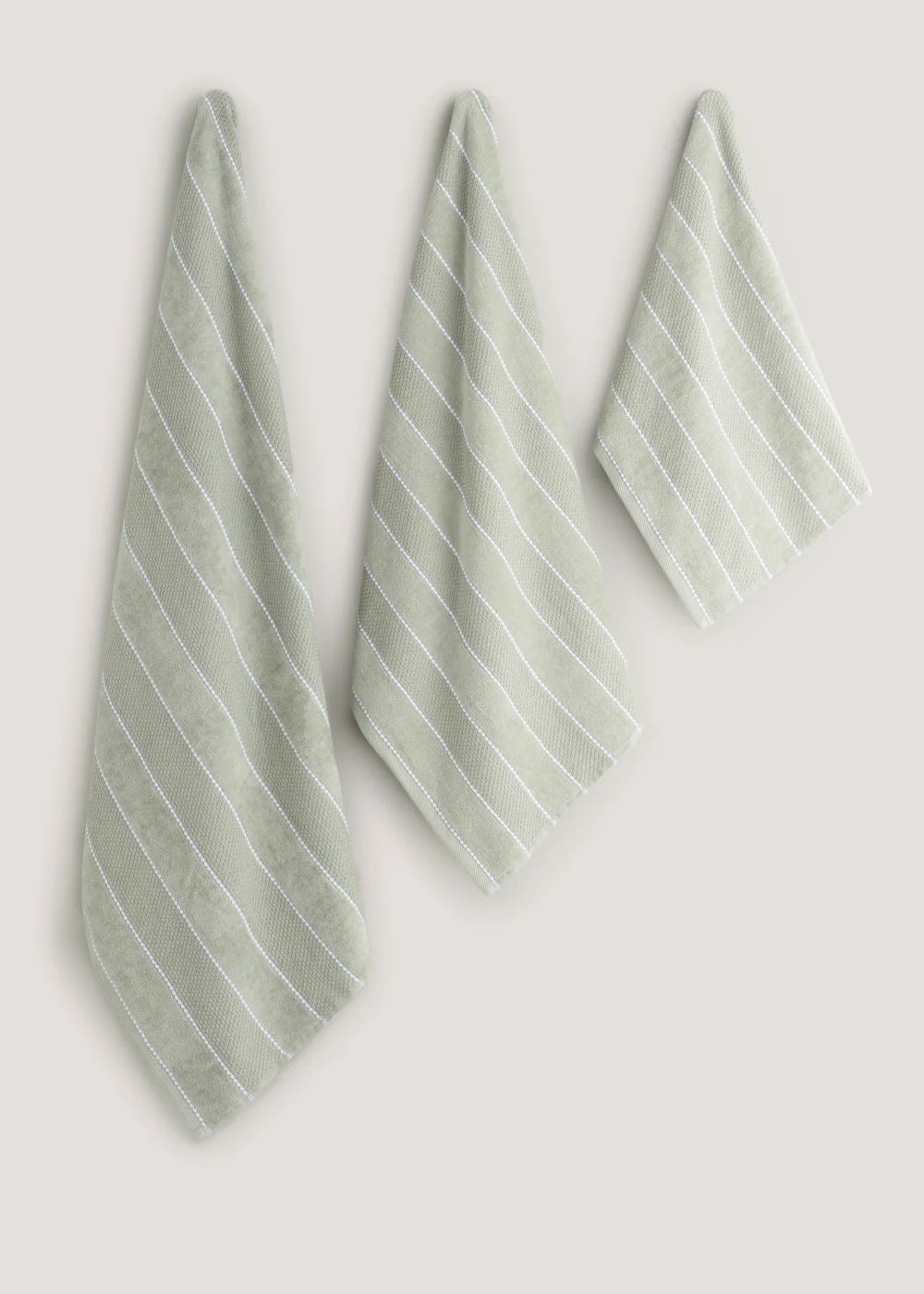 Sage Textured Stripe Towels (450gsm) - Hand Towel Image 1