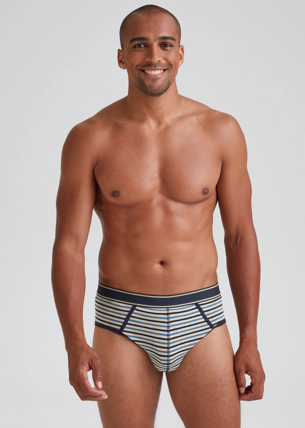 4 Pack Navy Stripe Briefs - S Image 1