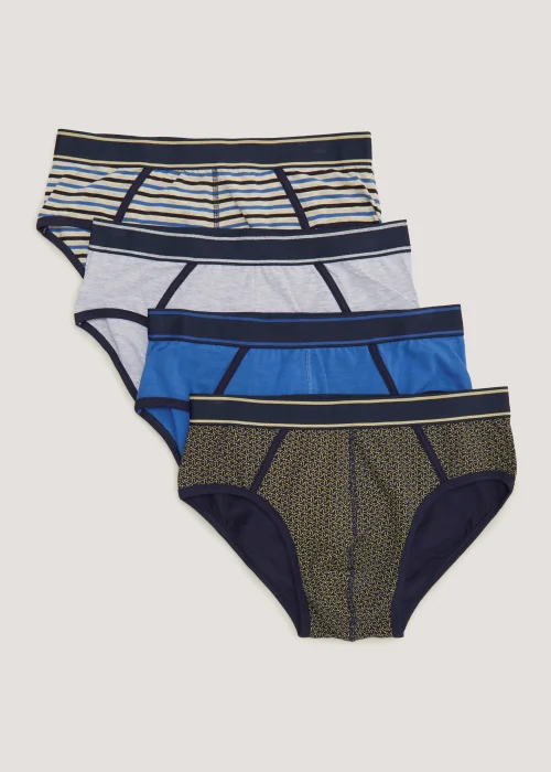 4 Pack Navy Stripe Briefs - S Image 3