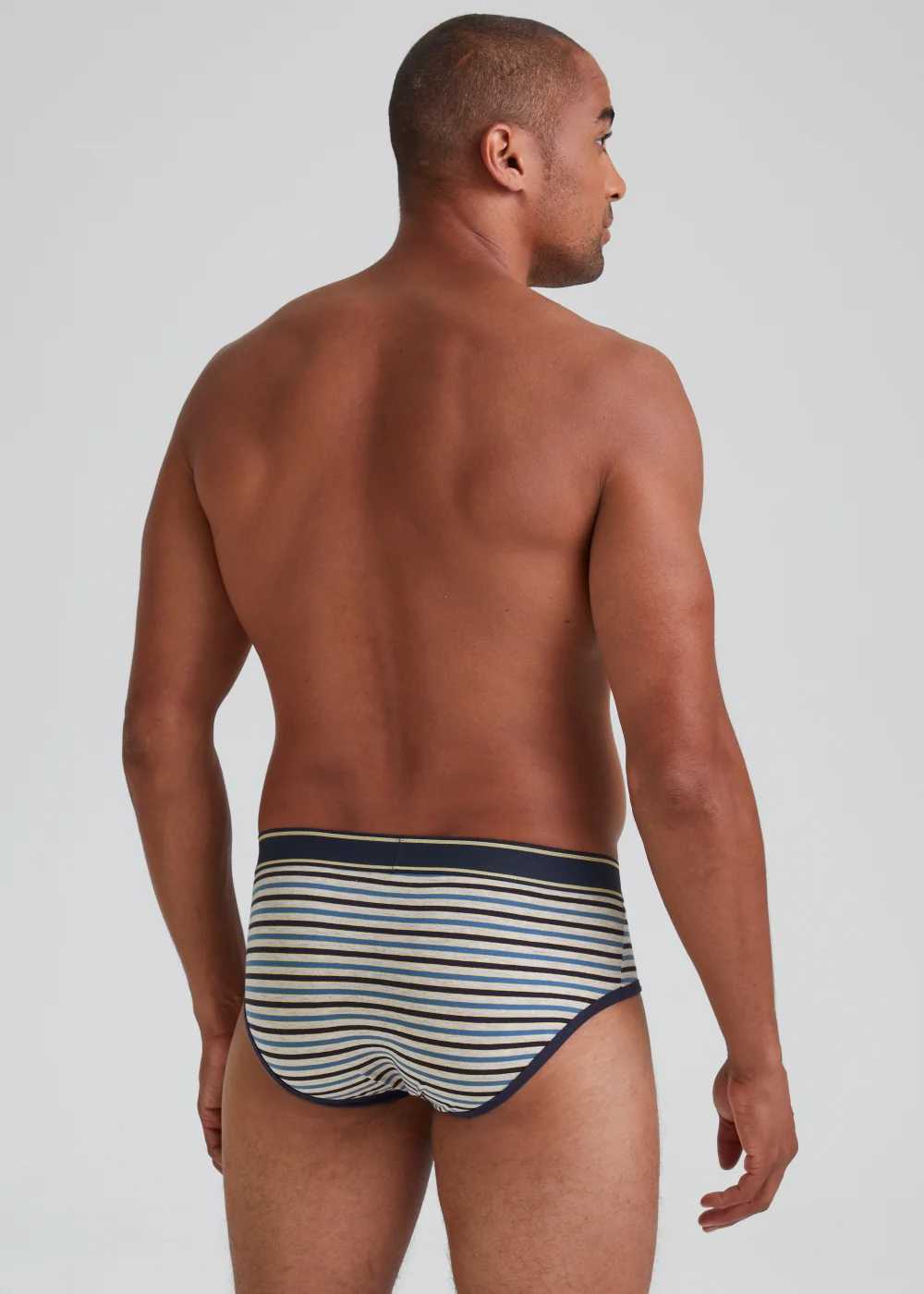 4 Pack Navy Stripe Briefs - S Image 2