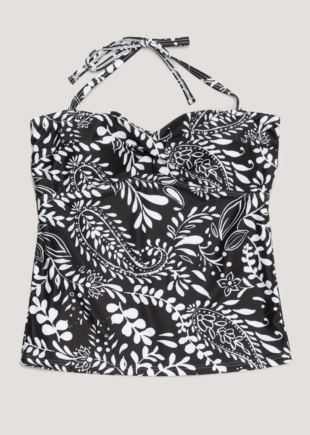 Black & White Leaf Print Tankini Top - Size 8 Image 1
