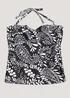 Black & White Leaf Print Tankini Top - Size 8 Image 1