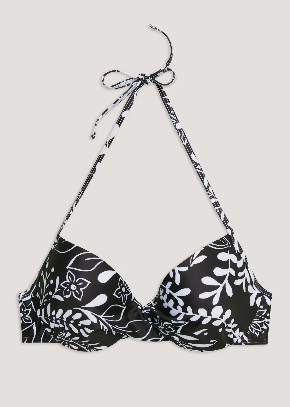 Black Leaf Print Bandeau Bikini Top - 32B Image 4
