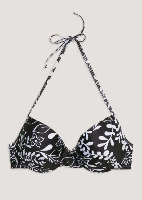 Black Leaf Print Bandeau Bikini Top - 32B Image 4
