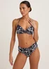 Black Leaf Print Bandeau Bikini Top - 32B Image 3