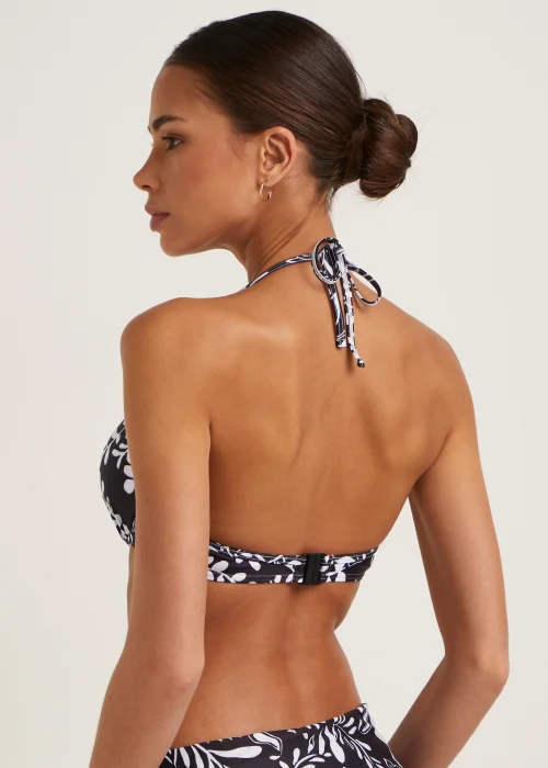 Black Leaf Print Bandeau Bikini Top - 32B Image 2