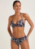 Black Leaf Print Bikini Bottoms - Size 8 Image 1