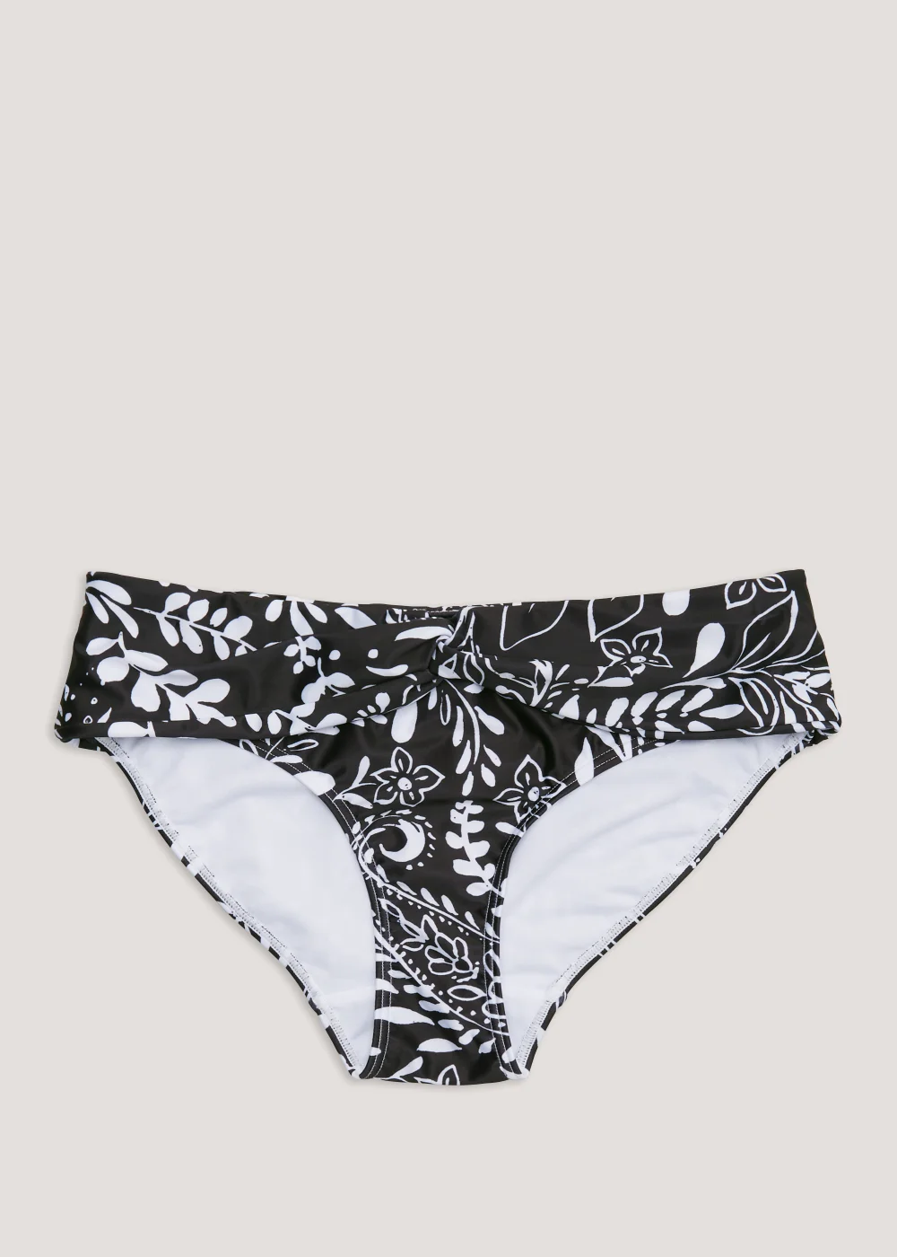 Black Leaf Print Bikini Bottoms - Size 8 Image 4
