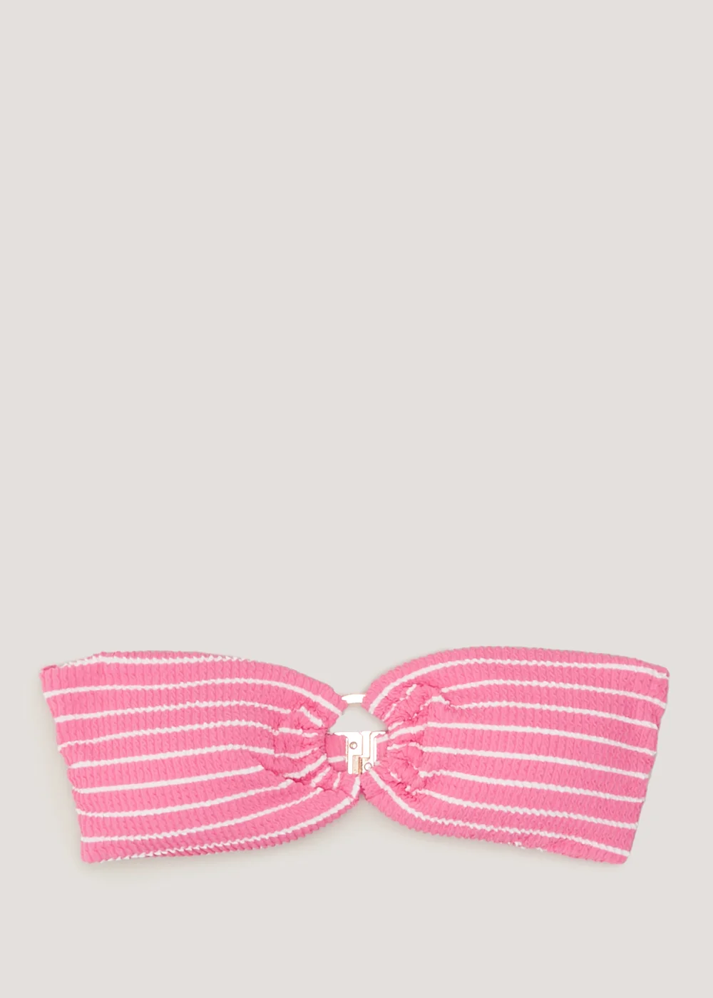 Pink Stripe Crinkle Bandeau Bikini Top - 6 Image 4