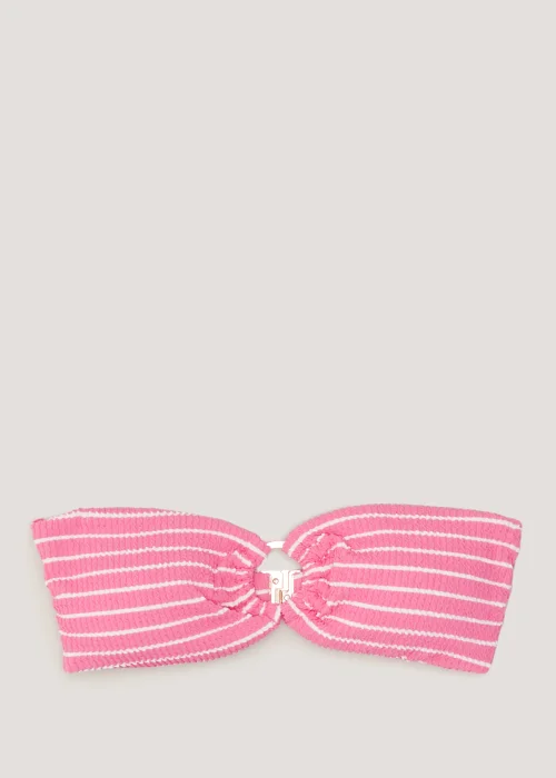 Pink Stripe Crinkle Bandeau Bikini Top - 6 Image 4