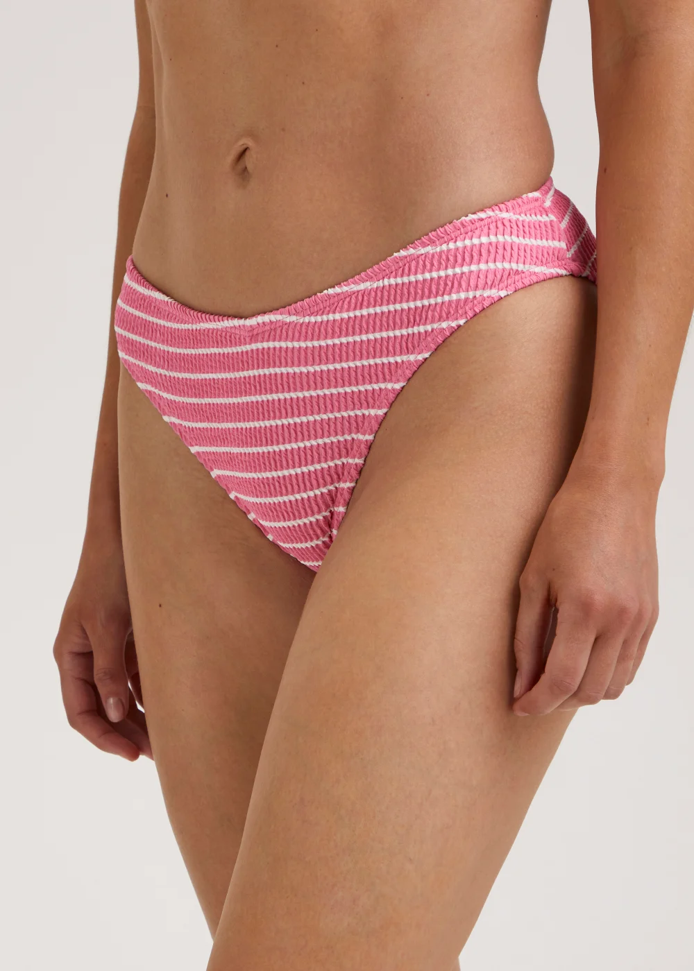 Pink Stripe Crinkle Bikini Bottoms - 6 Image 3