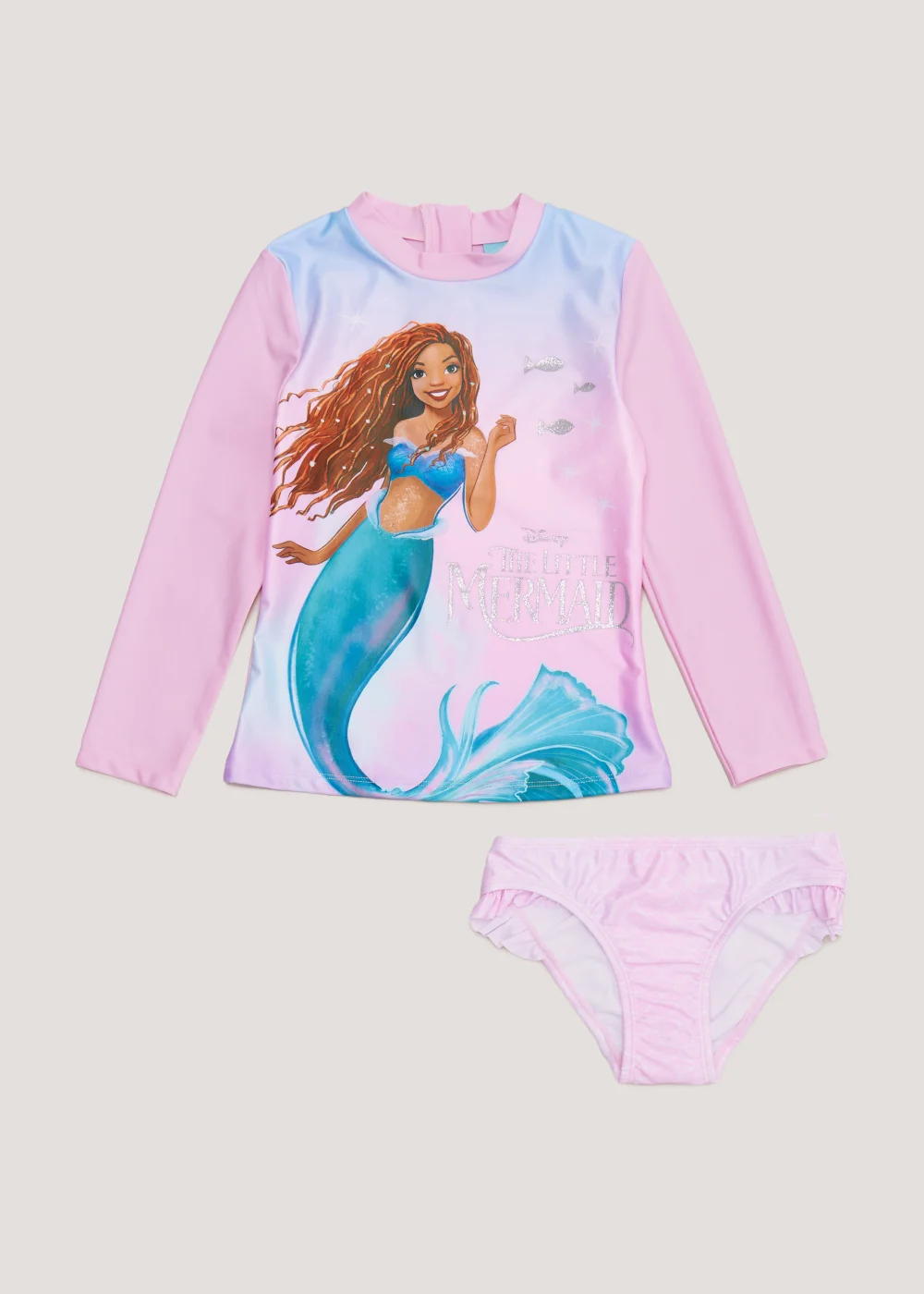 Kids Pink Disney Ariel Long Sleeve Tankini Set (2-9yrs) - 2-3 Yrs Image 1