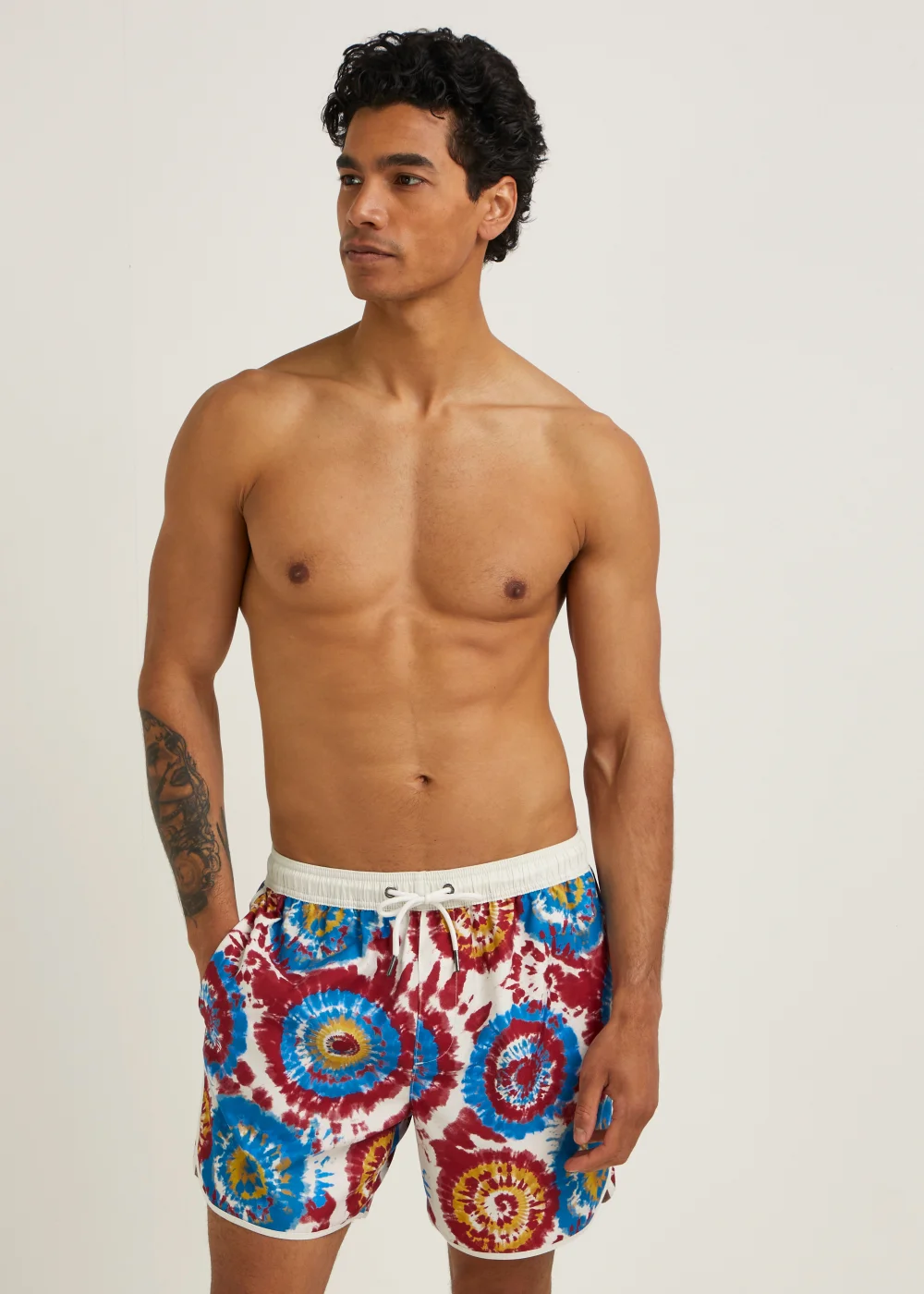 Red Tie Dye Swim Shorts - S Image 1