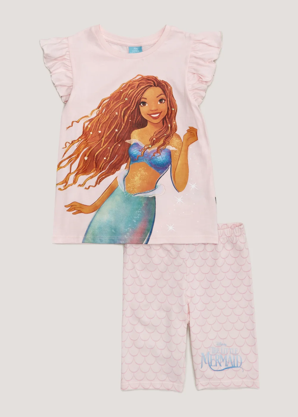 Kids Pink Disney Little Mermaid Shortie Pyjama Set (2-9yrs) - Age 2 - 3 Years Image 1