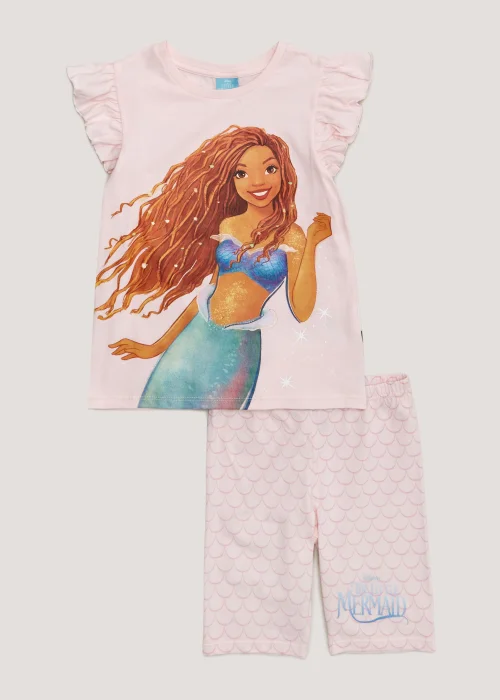 Kids Pink Disney Little Mermaid Shortie Pyjama Set (2-9yrs) - Age 2 - 3 Years Image 1