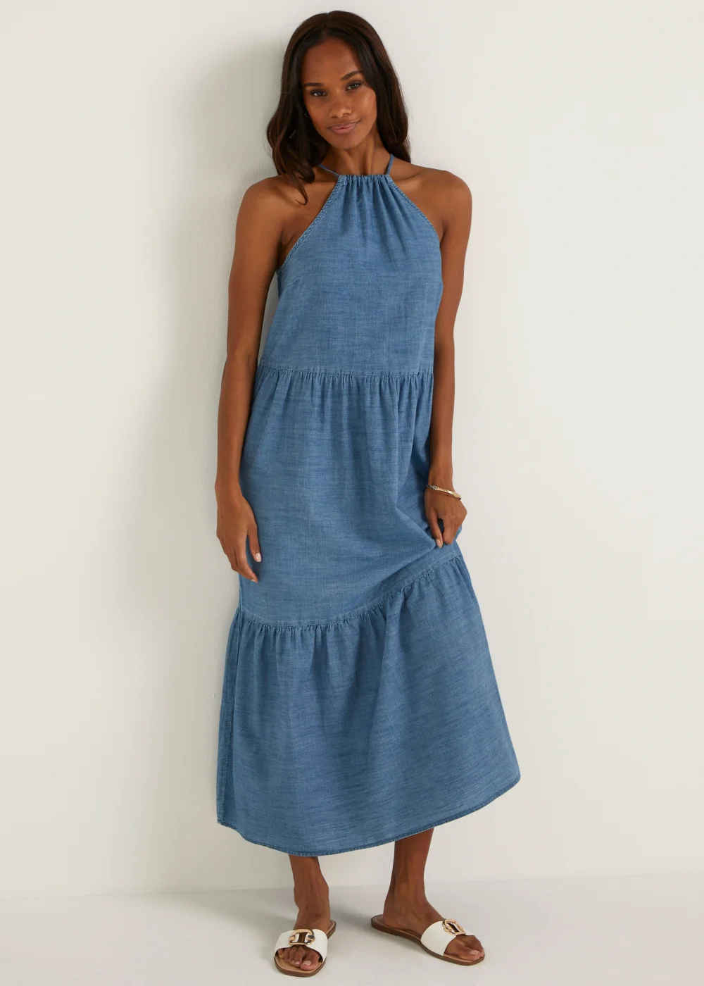 Mid Wash Tiered Maxi Dress - 8 Image 4