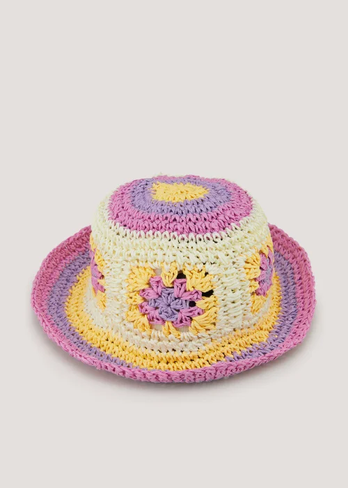 Girls Pastel Crochet Sun Hat (3-6yrs) - Age 3 - 6 Years Image 1