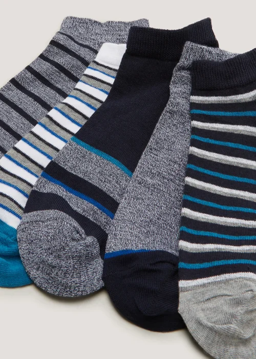 5 Pack Navy Trainer Socks - 6-8.5 Image 2