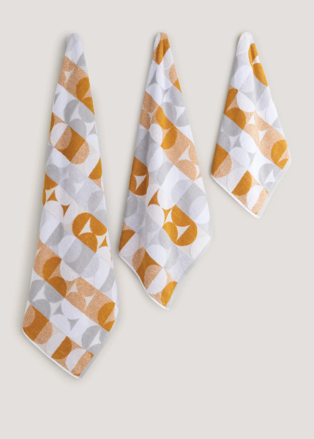 Yellow Geo Jacquard Towels - Hand Towel Image 1