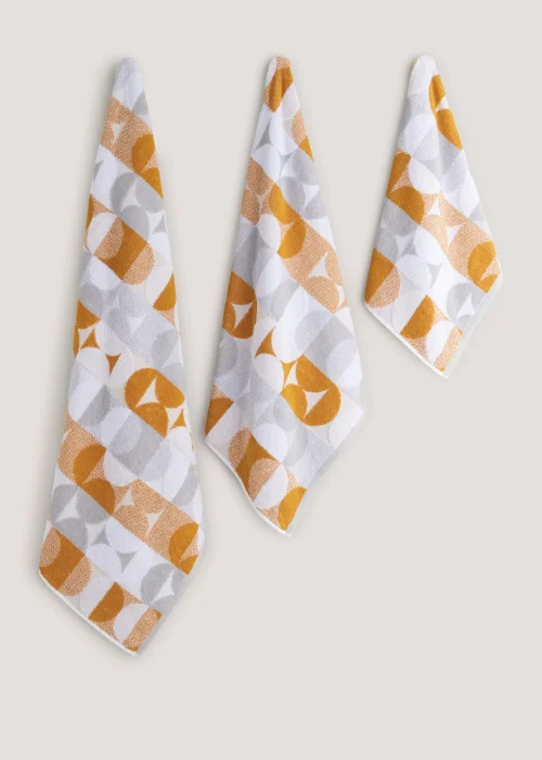 Yellow Geo Jacquard Towels - Hand Towel Image 1