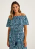 Blue Damask Bardot Co-Ord Crop Top - Size 8 Image 1
