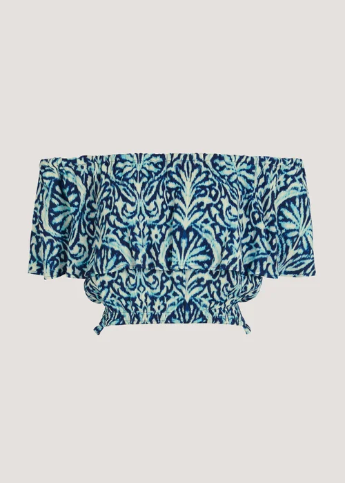 Blue Damask Bardot Co-Ord Crop Top - Size 8 Image 5