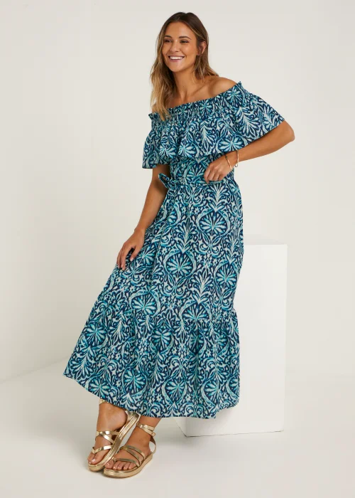 Blue Print Bardot Midaxi Dress - Size 8 Image 4