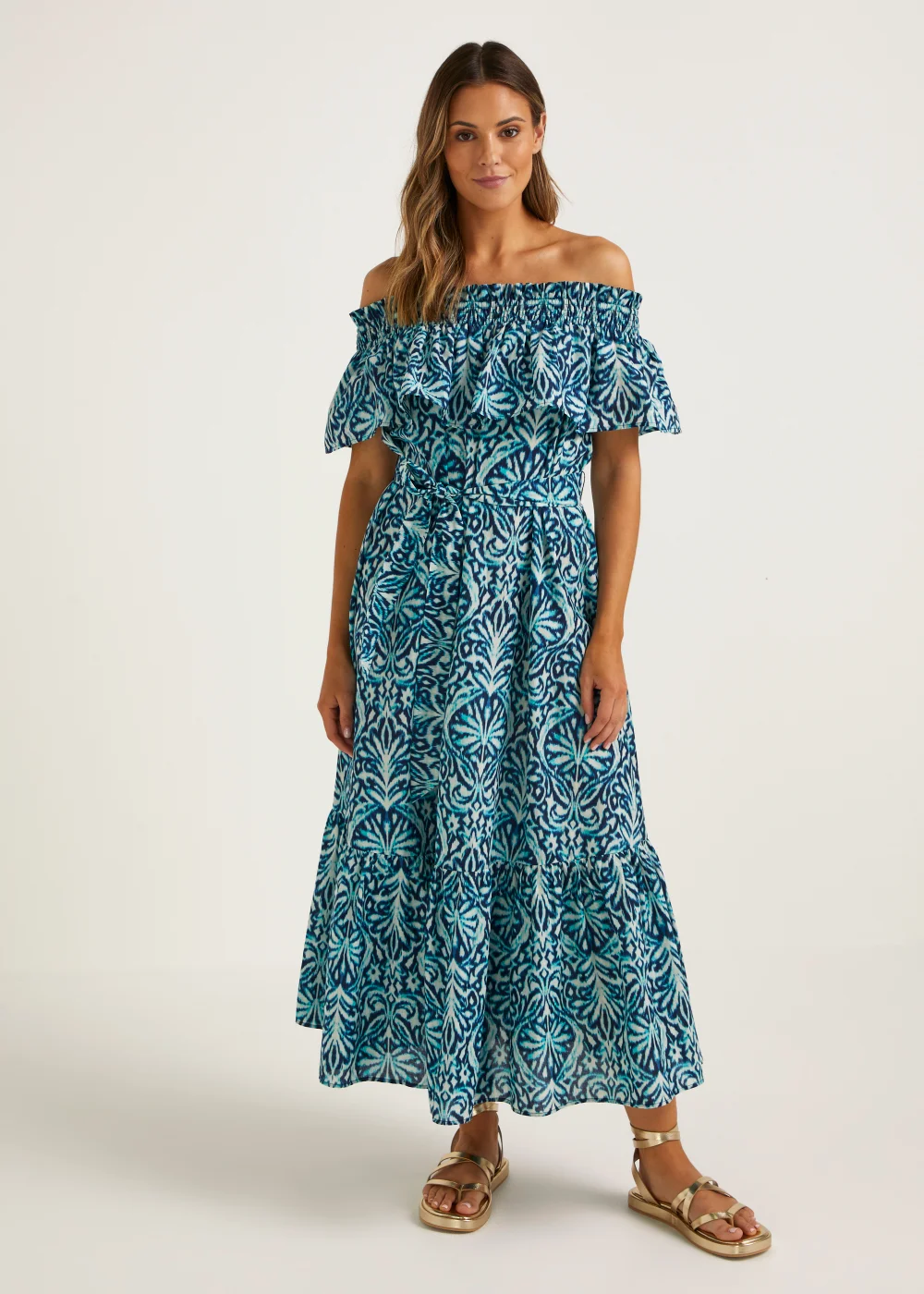 Blue Print Bardot Midaxi Dress - Size 8 Image 1