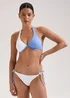 Blue & White Colour Block Bikini Top - 32B Image 1