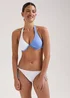 Blue & White Colour Block Tie Side Bikini Bottoms - Size 6 Image 3