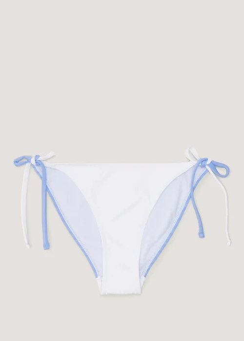 Blue & White Colour Block Tie Side Bikini Bottoms - Size 6 Image 4
