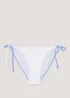 Blue & White Colour Block Tie Side Bikini Bottoms - Size 6 Image 4
