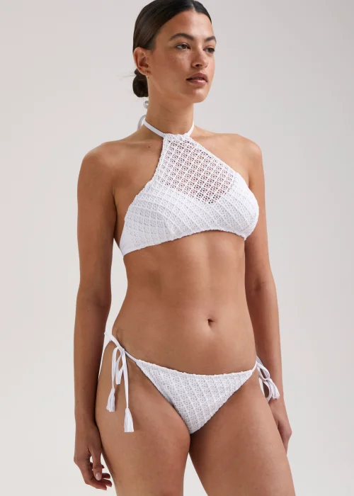 White Crochet Bikini Bottoms - Size 6 Image 1