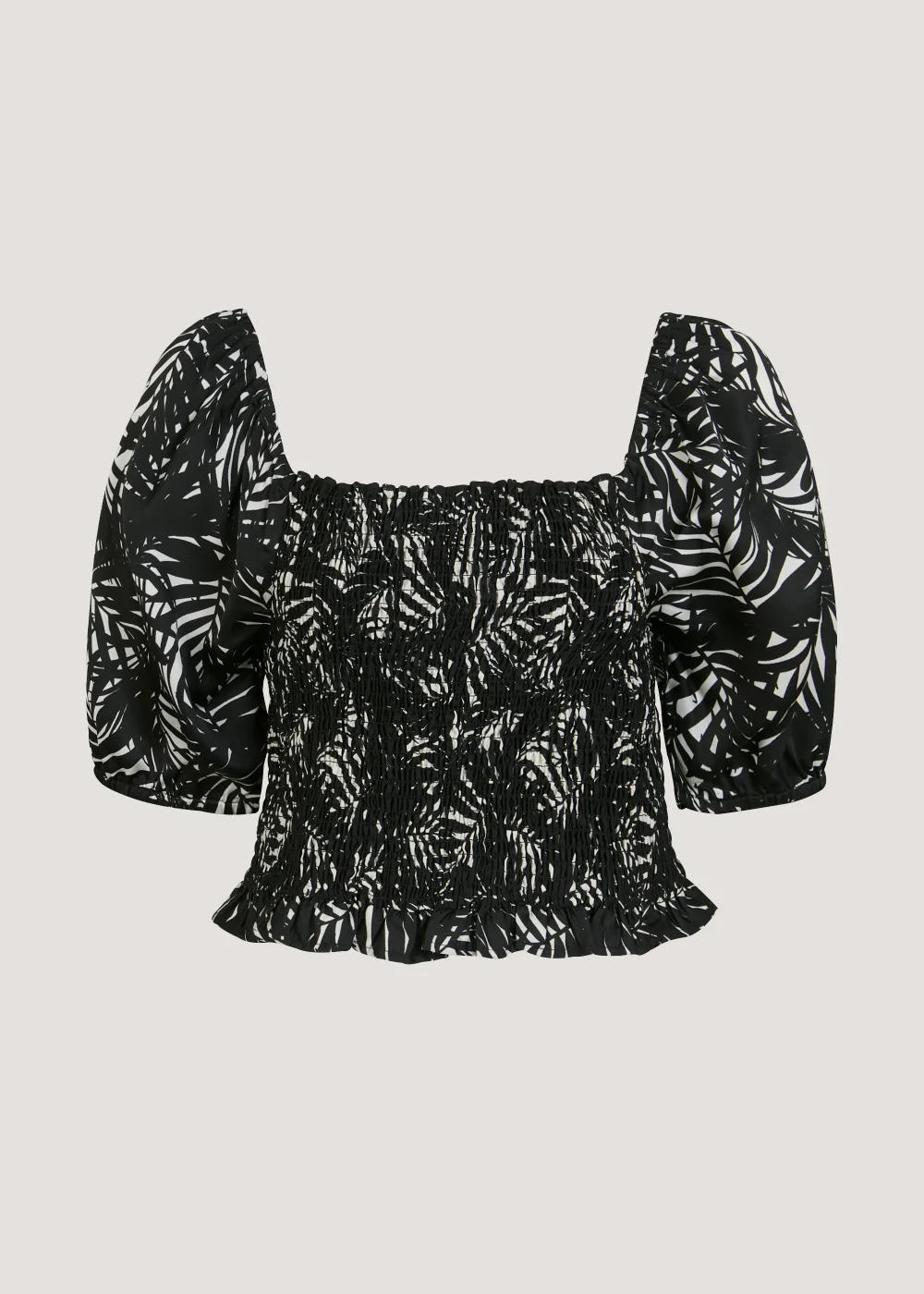 Black Palm Print Satin Co-Ord Top - Size 8 Image 5