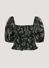Black Palm Print Satin Co-Ord Top - Size 8 Image 5
