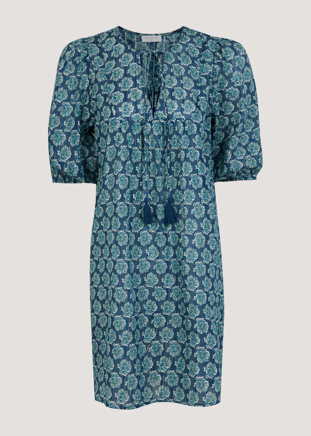 Blue Print Metallic Mini Dress - 8 Image 5
