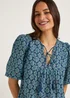 Blue Print Metallic Mini Dress - 8 Image 3