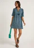 Blue Print Metallic Mini Dress - 8 Image 4