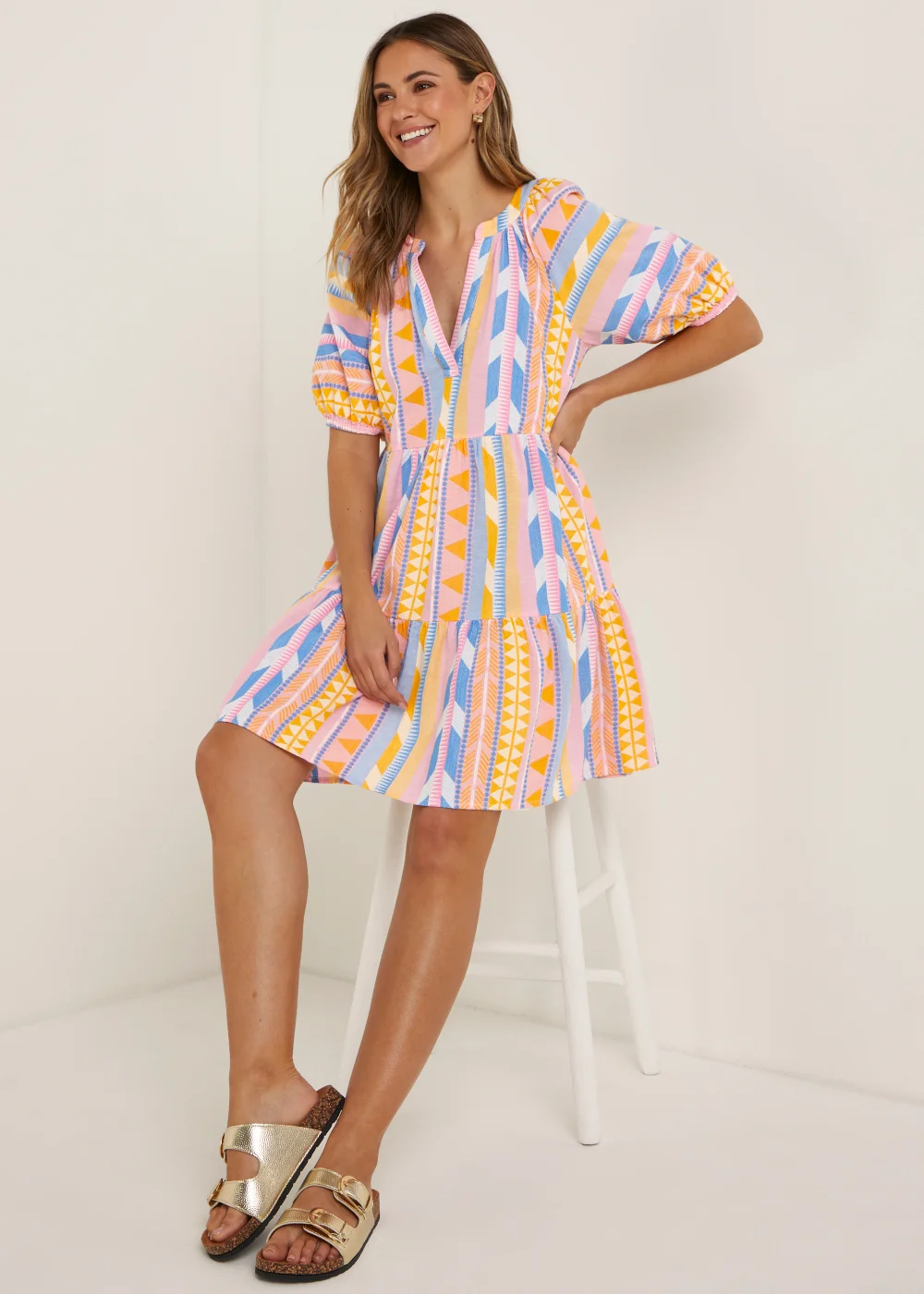 Multicoloured Jacquard Mini Dress - 8 Image 4