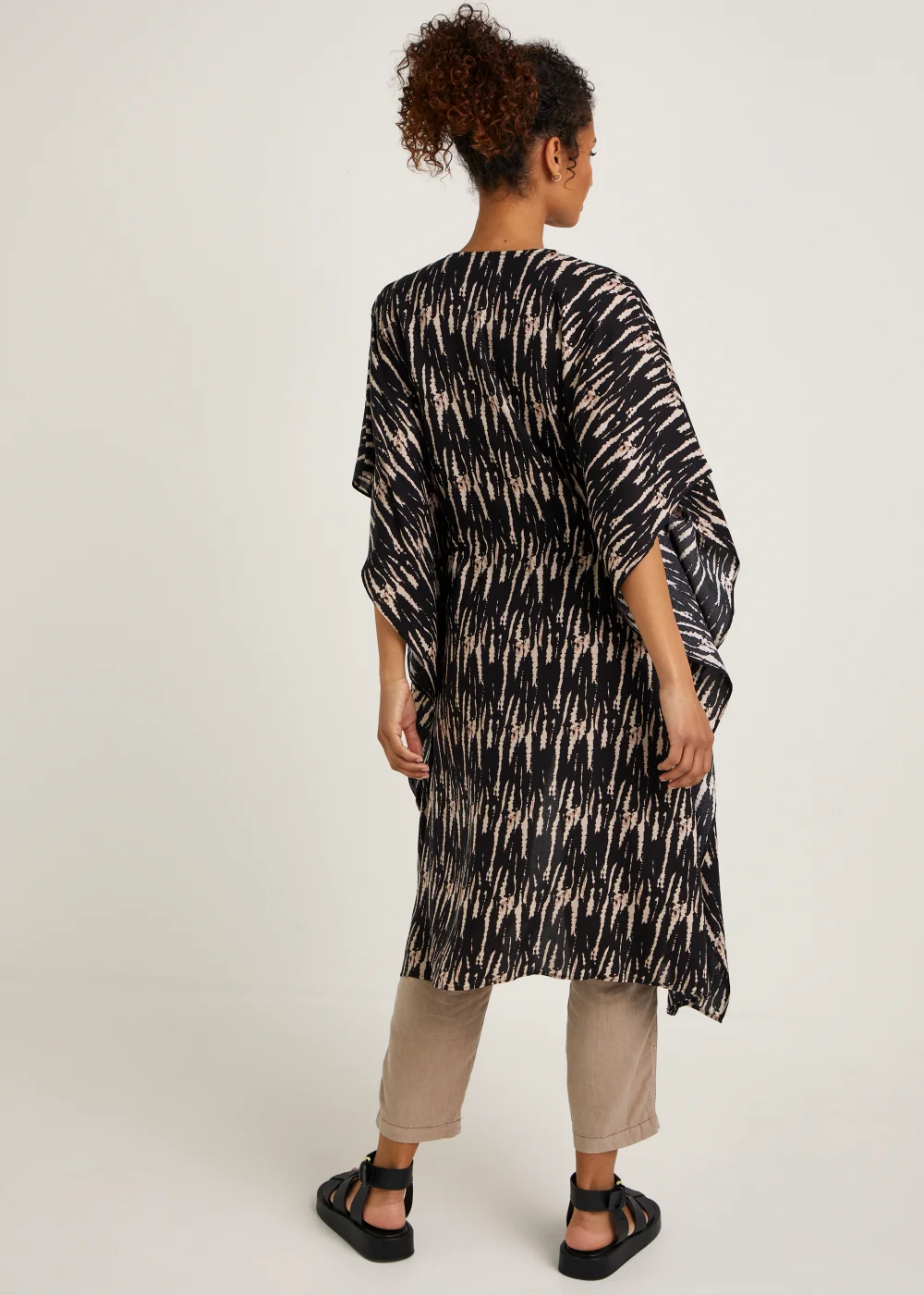 Black Tie Dye Longline Kimono - Small Image 2